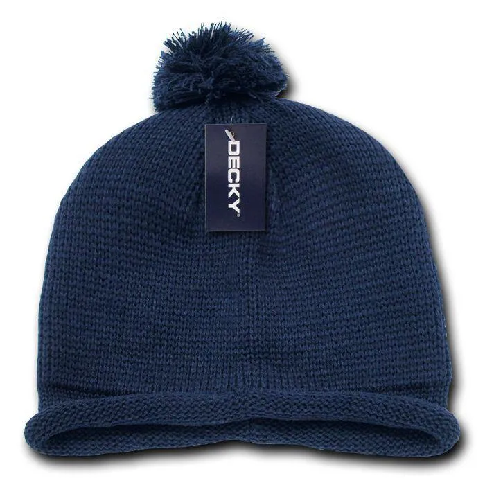 1 Dozen Beanies Snowflake Solid Roll Up Warm Knitted Ski Poms Wholesale Bulk