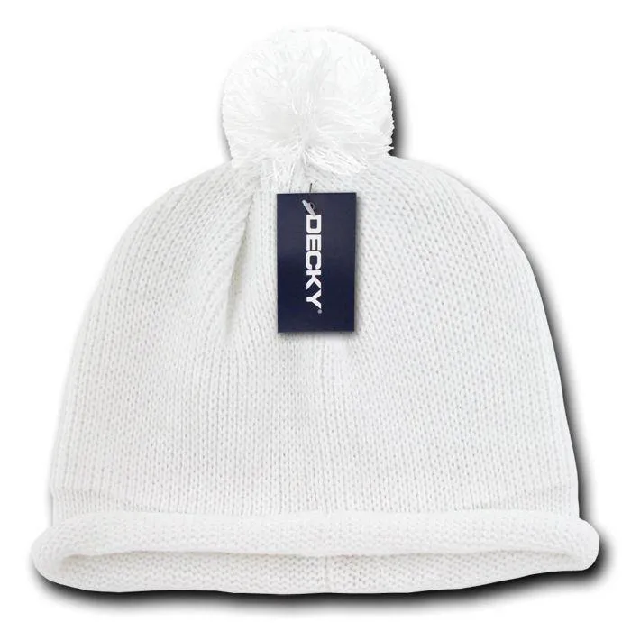 1 Dozen Beanies Snowflake Solid Roll Up Warm Knitted Ski Poms Wholesale Bulk