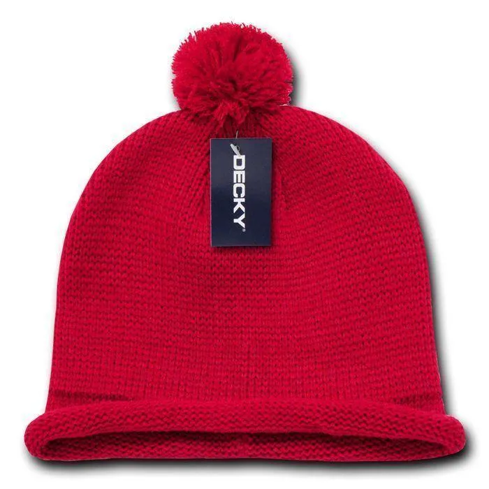 1 Dozen Beanies Snowflake Solid Roll Up Warm Knitted Ski Poms Wholesale Bulk