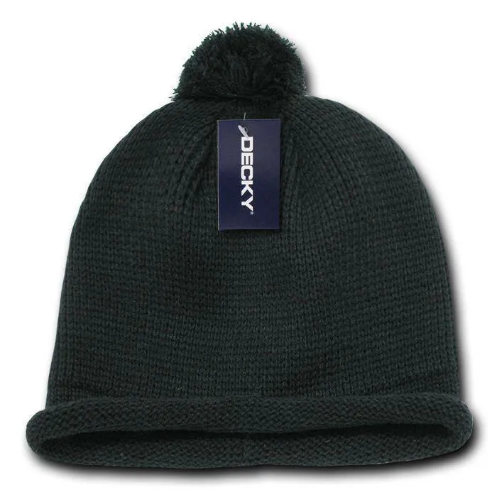 1 Dozen Beanies Snowflake Solid Roll Up Warm Knitted Ski Poms Wholesale Bulk