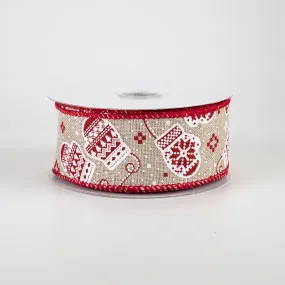 1.5" Glittered Snow Day Mittens: Natural (10 Yards)