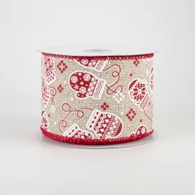 2.5" Glittered Snow Day Mittens: Natural (10 Yards)