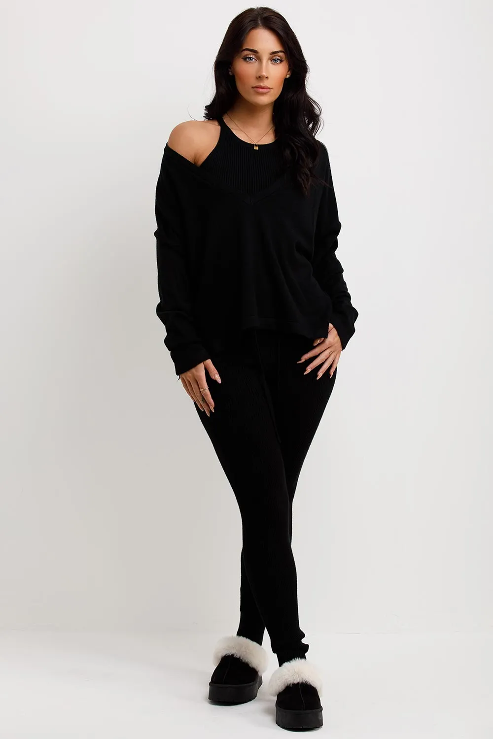 3 Piece Lounge Set Black