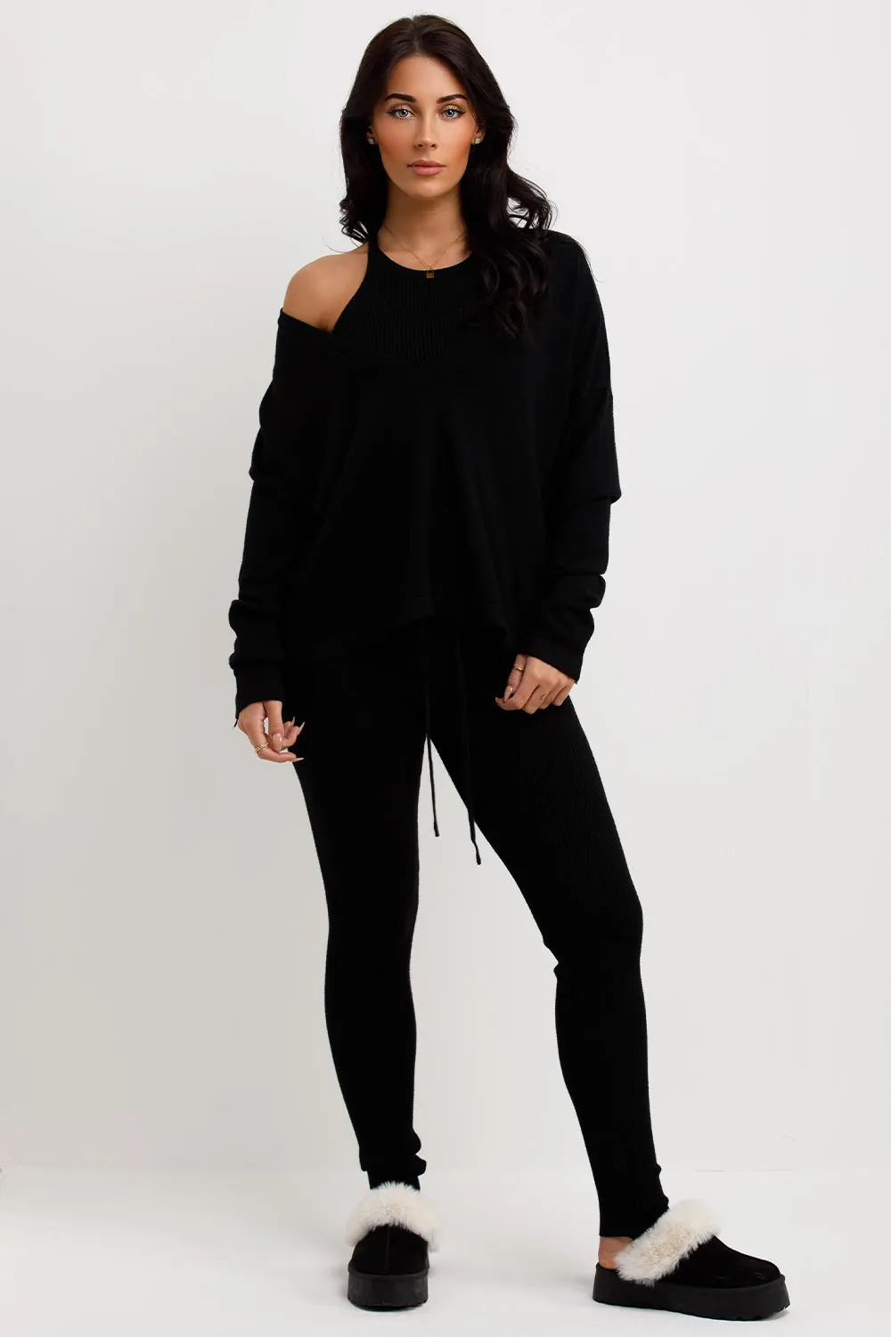 3 Piece Lounge Set Black