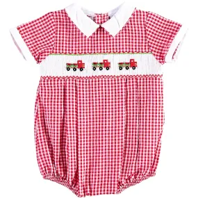 90042-Red Watermelon Truck Baby Boy Bubble Romper