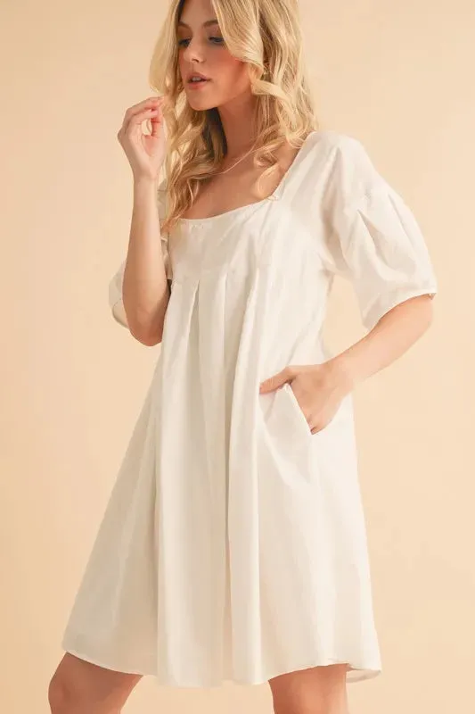 Aemi   Co Square Neck Babydoll Dress with Pockets