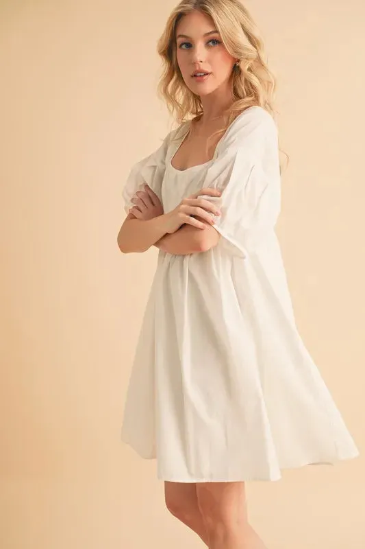 Aemi   Co Square Neck Babydoll Dress with Pockets