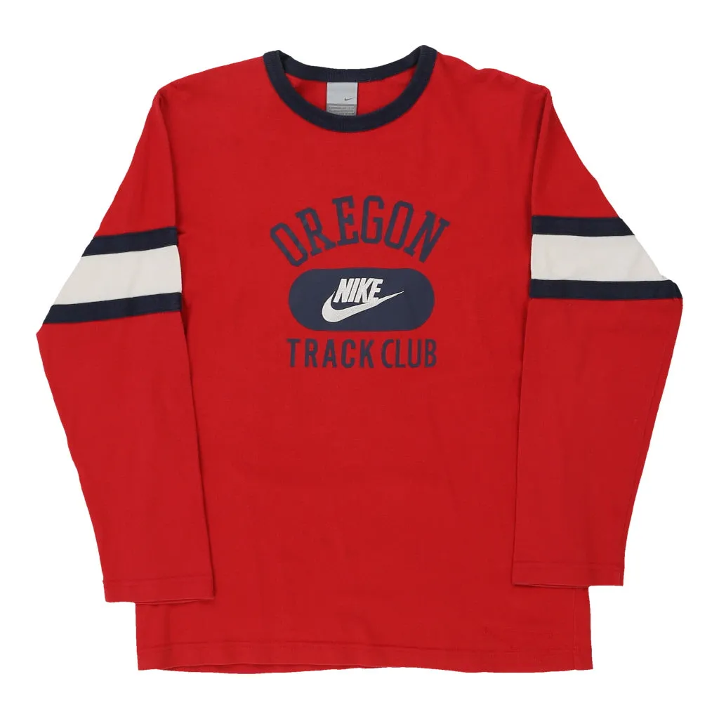 Age 12-13 Oregon Track Club Nike Graphic Long Sleeve T-Shirt - Large Red Cotton