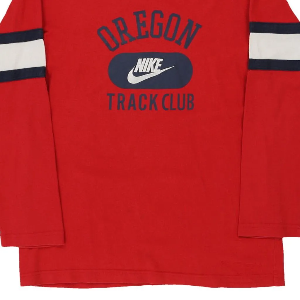 Age 12-13 Oregon Track Club Nike Graphic Long Sleeve T-Shirt - Large Red Cotton