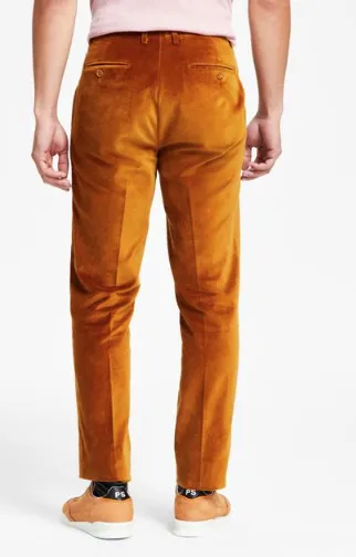 Alfani Mens Slim fit Dress Pants 34 / 32 Gold Solid