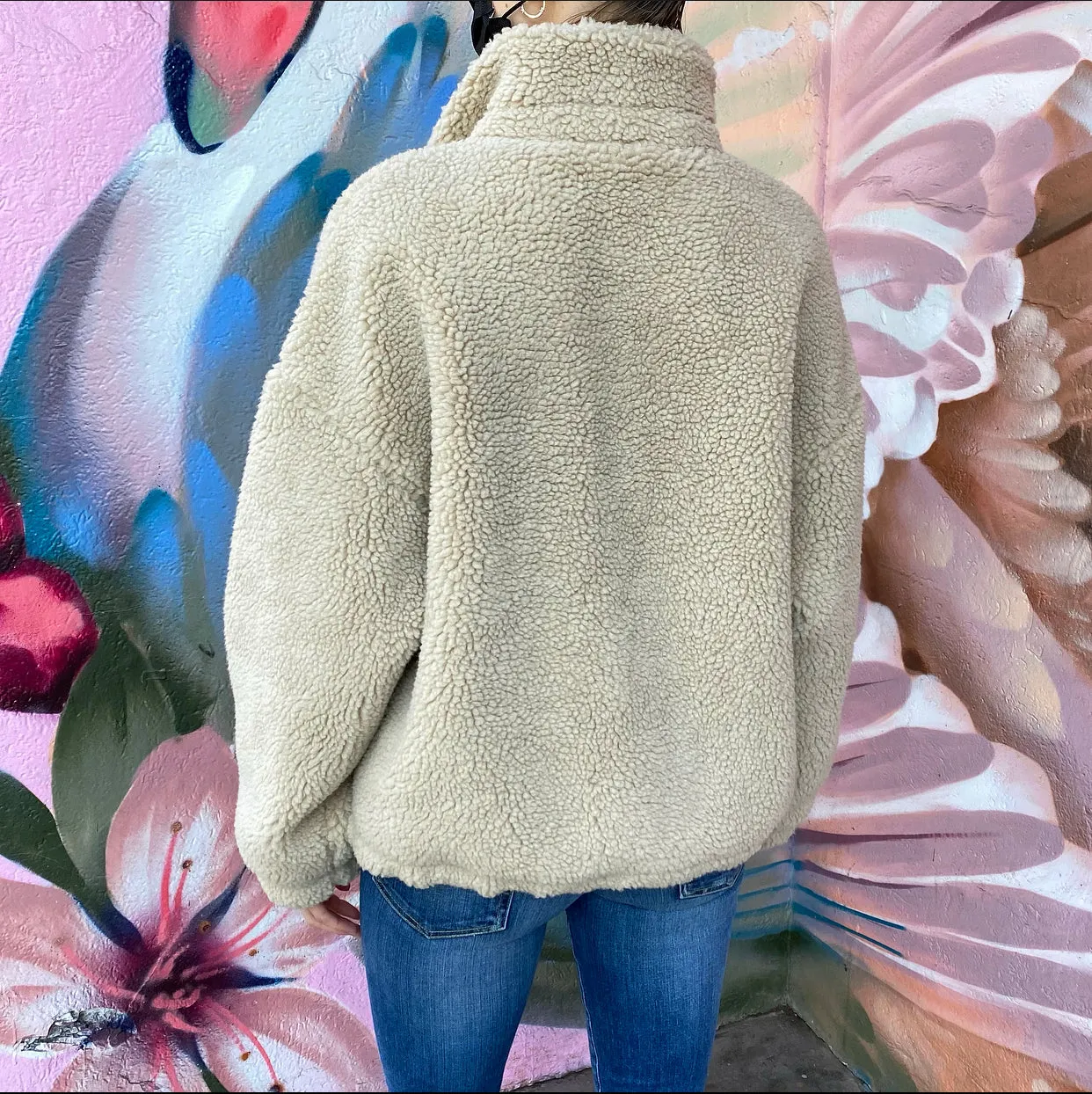 BA&SH Beige Sherpa Sanja Teddy Jacket - S