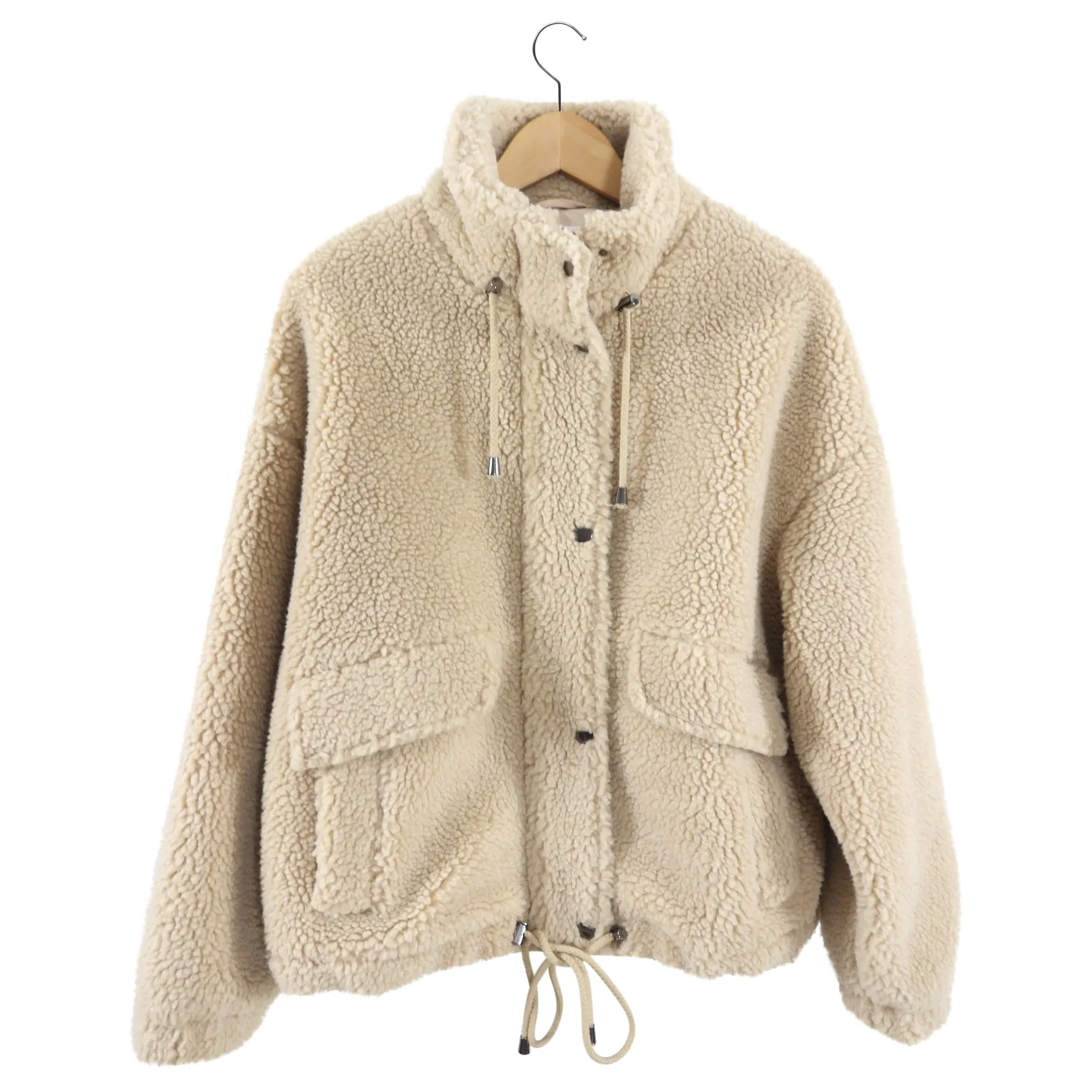 BA&SH Beige Sherpa Sanja Teddy Jacket - S