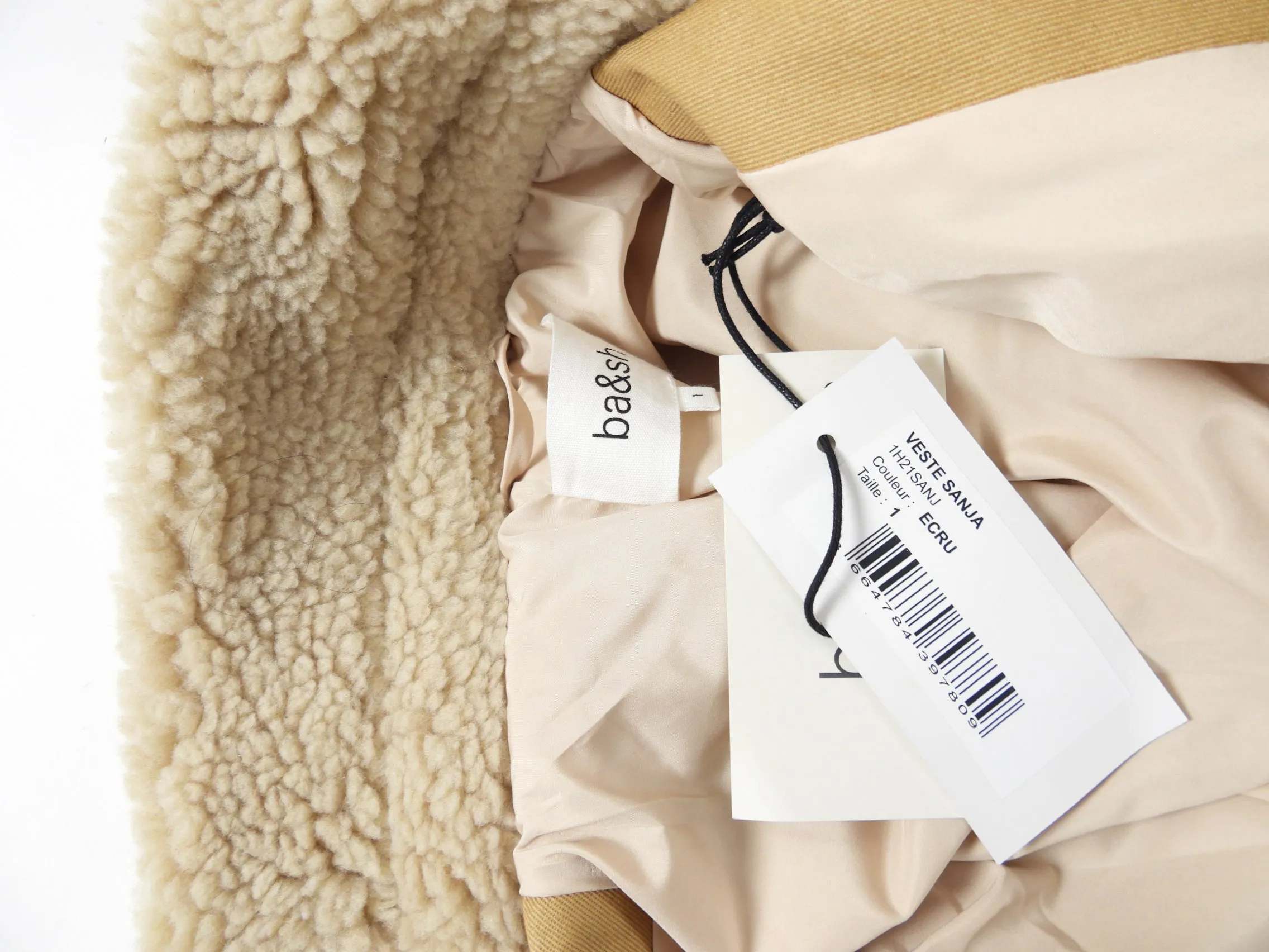 BA&SH Beige Sherpa Sanja Teddy Jacket - S