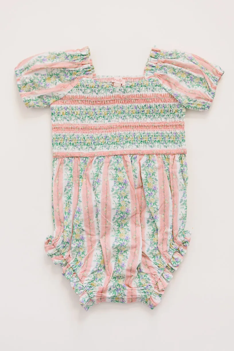 Baby Teagan Short Sleeve Romper in Floral Stripe