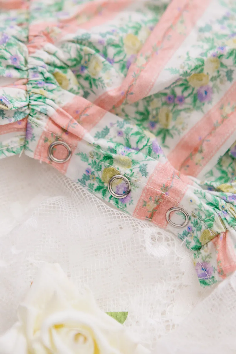 Baby Teagan Short Sleeve Romper in Floral Stripe