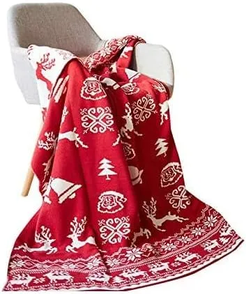 Babymoon Knitted Christmas Snowflake Santa Layer Blanket | Basket Filler | Baby Photography Props
