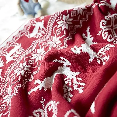 Babymoon Knitted Christmas Snowflake Santa Layer Blanket | Basket Filler | Baby Photography Props