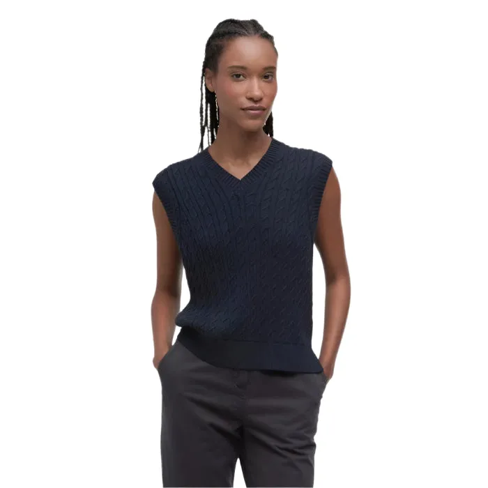 Barbour Hartland Sleeveless Knitted Jumper In Navy