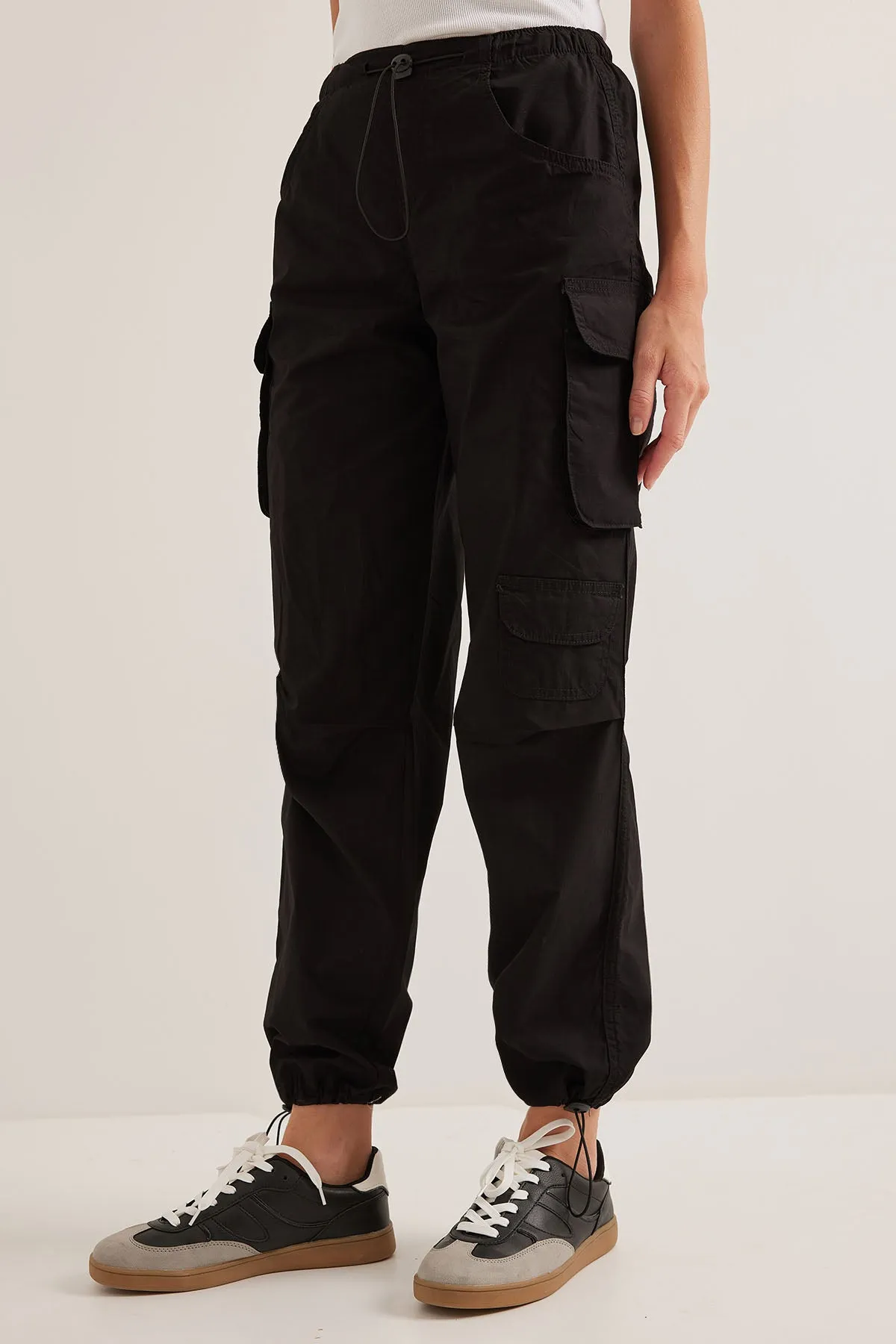 BGD Women Woman Black Cargo Pants with Pocket Detail 6655 - Avondale