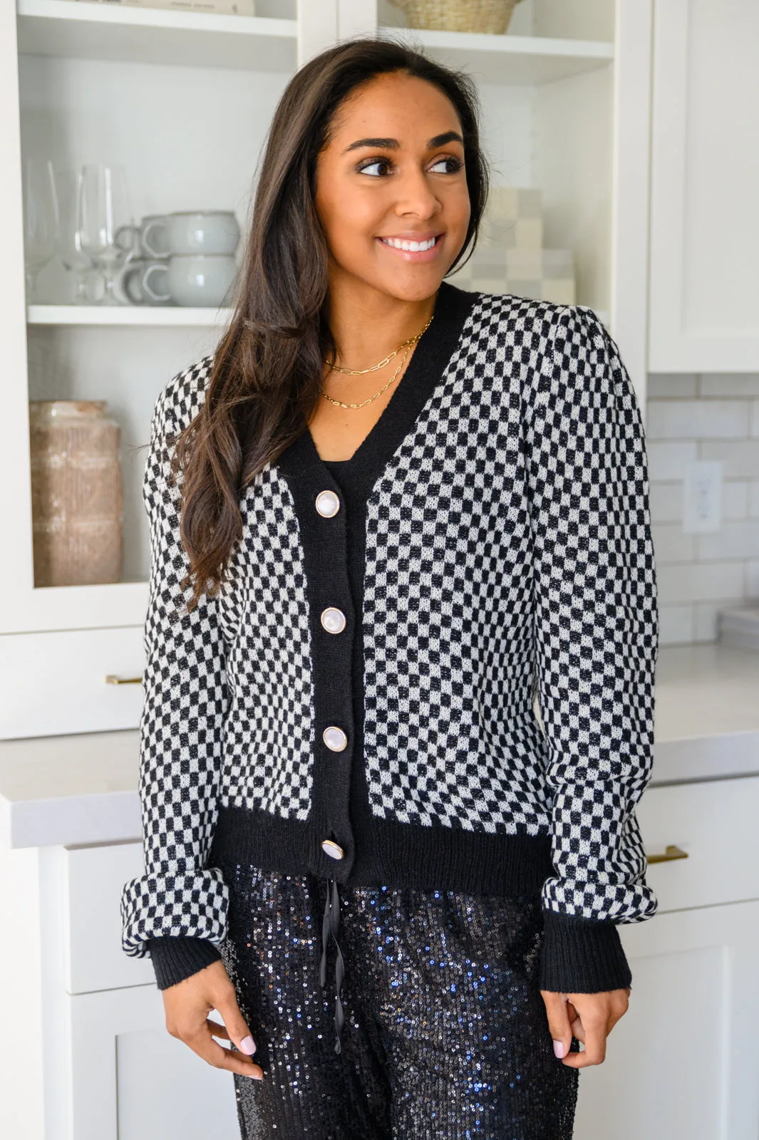 Big City Tempo Checkered Cardigan
