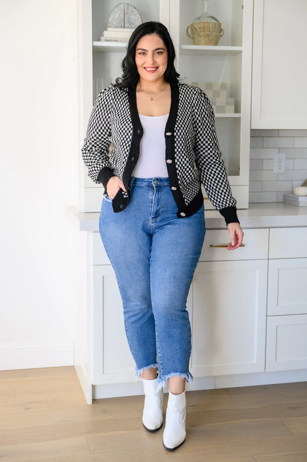 Big City Tempo Checkered Cardigan