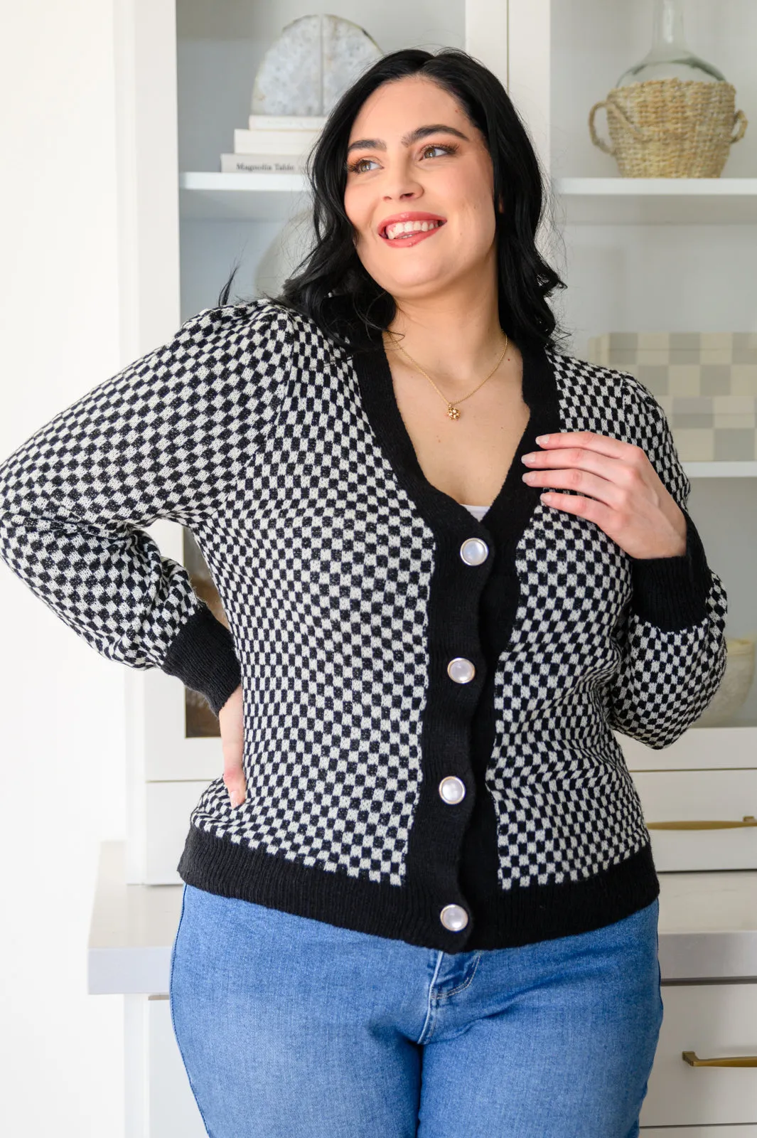 Big City Tempo Checkered Cardigan