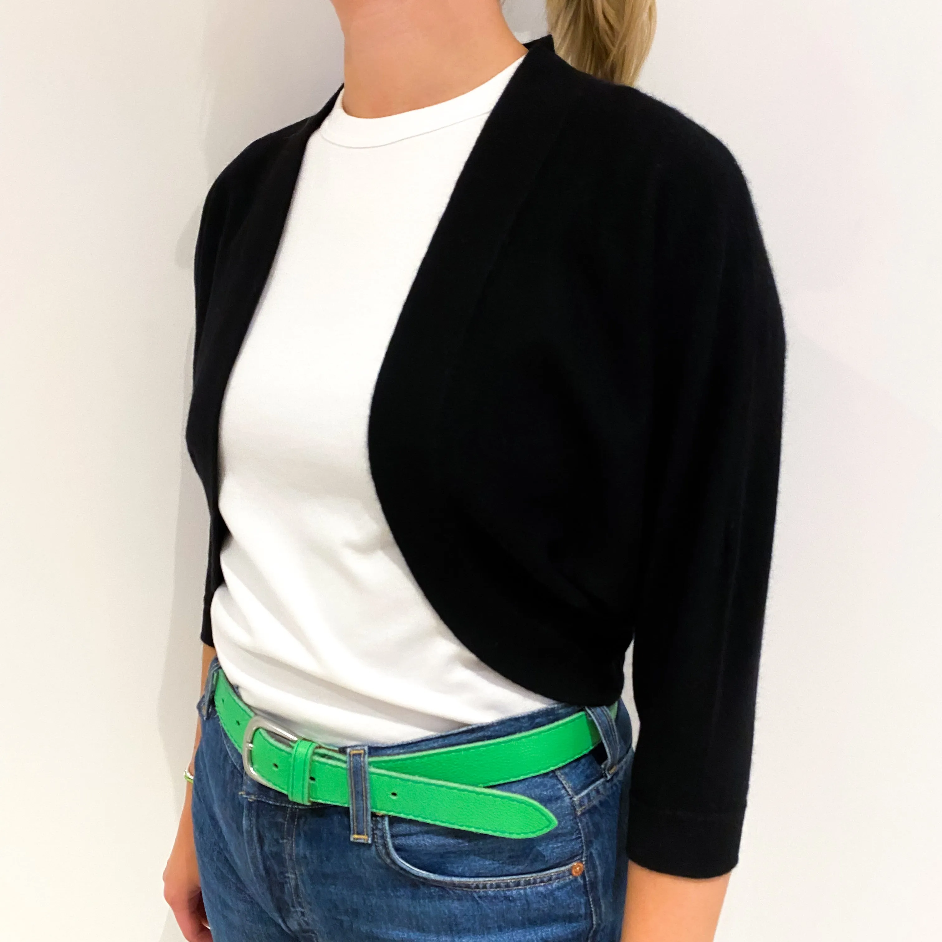 Black Cashmere Batwing Style Bolero Cardigan Small