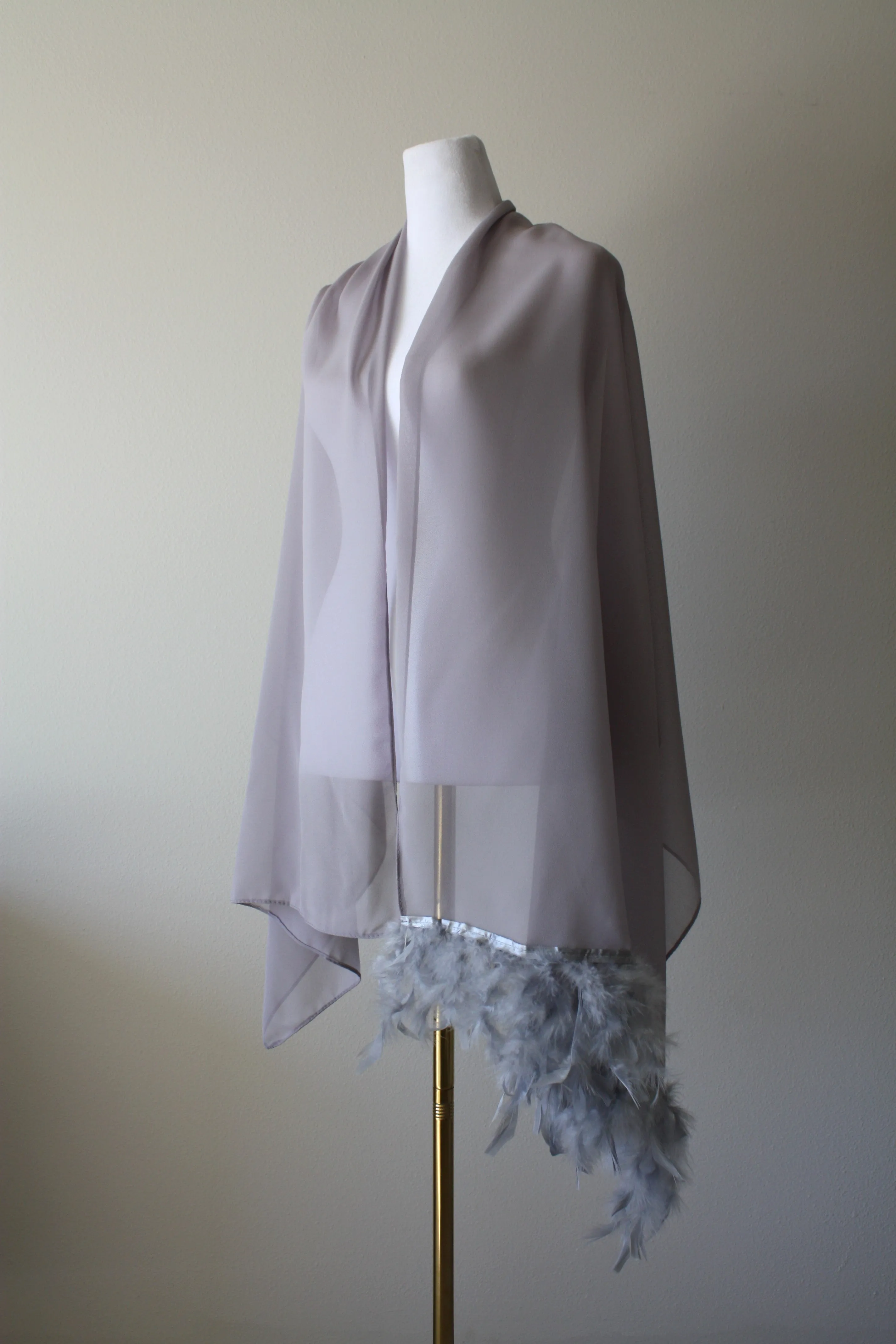 Black Stole with Feathers
