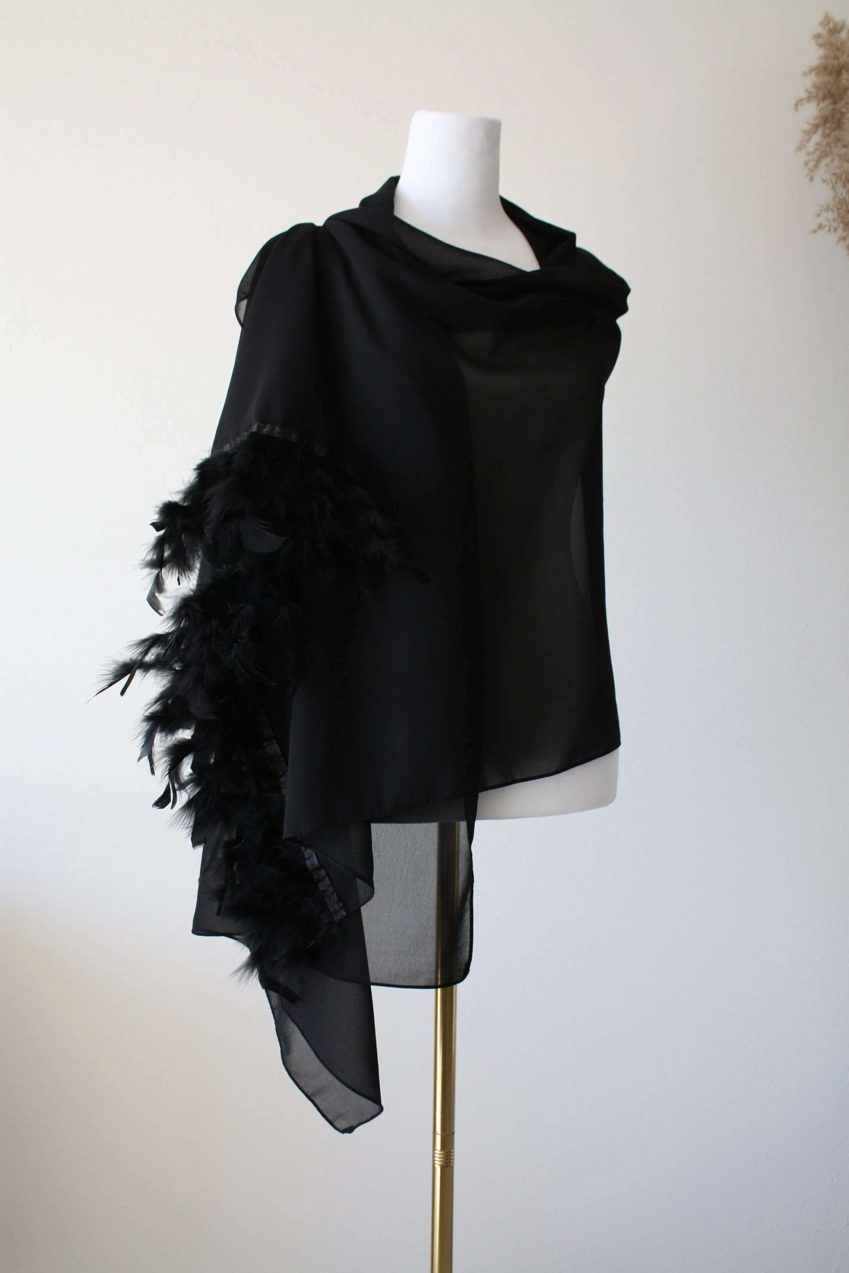 Black Stole with Feathers