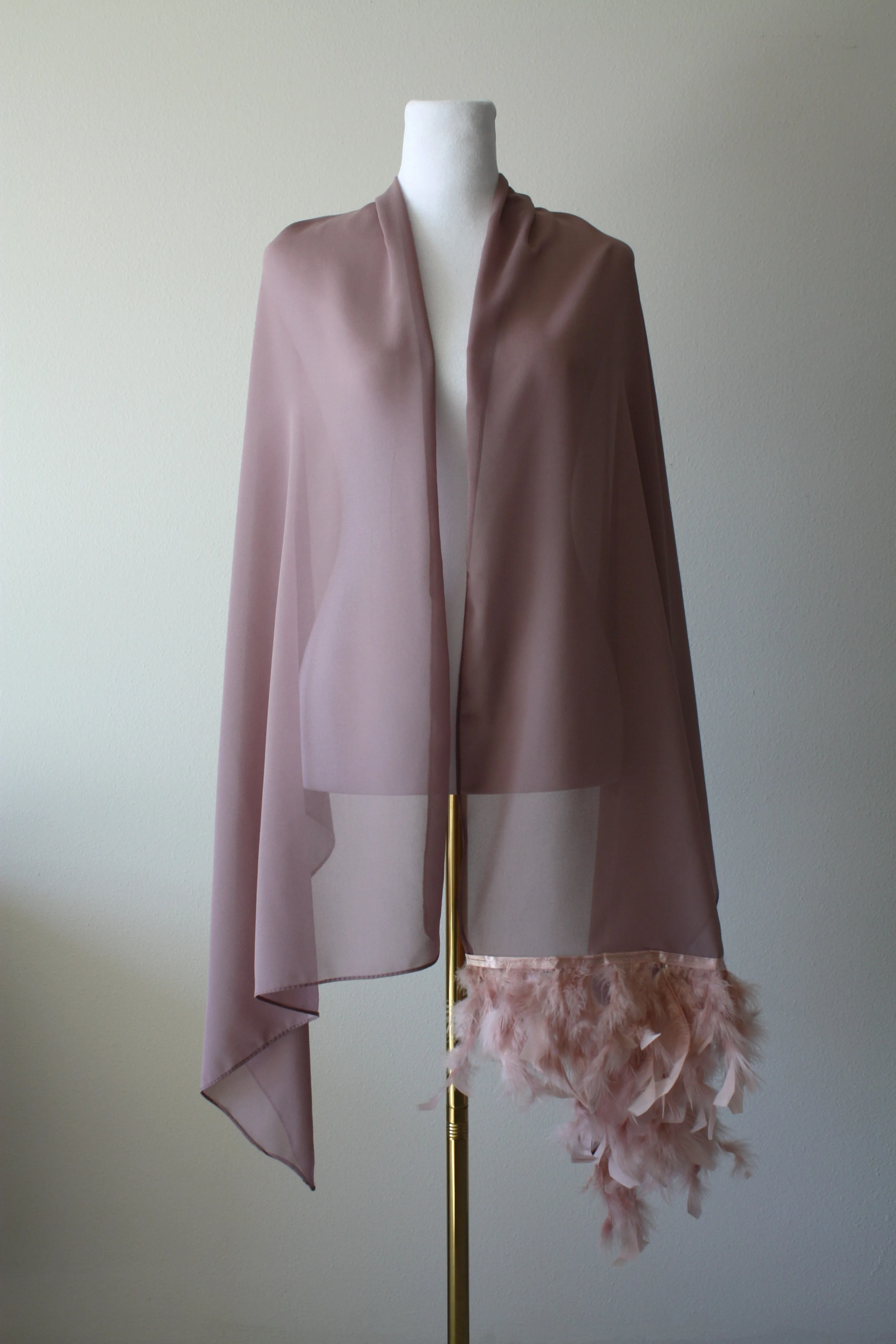 Black Stole with Feathers