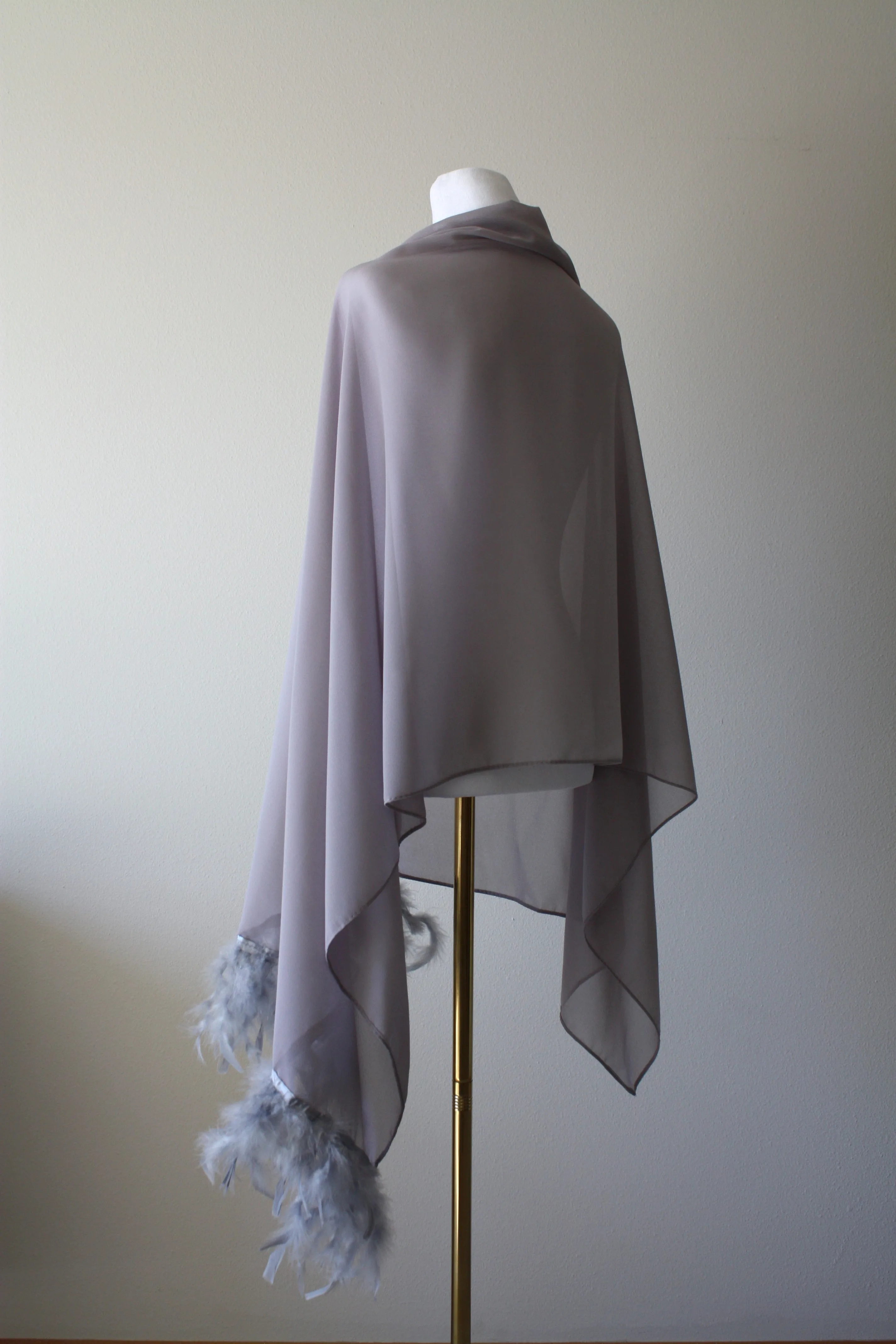 Black Stole with Feathers
