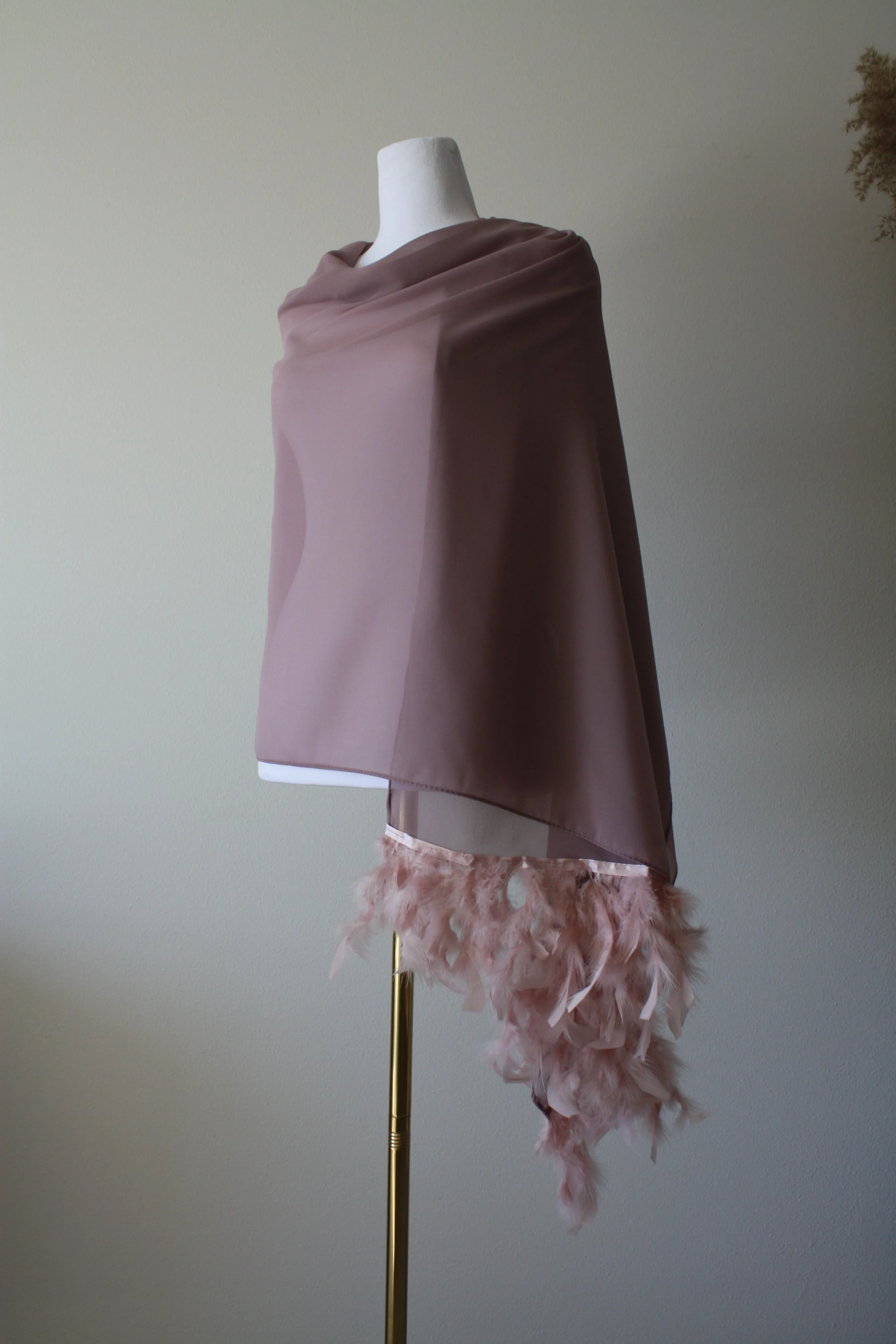 Black Stole with Feathers