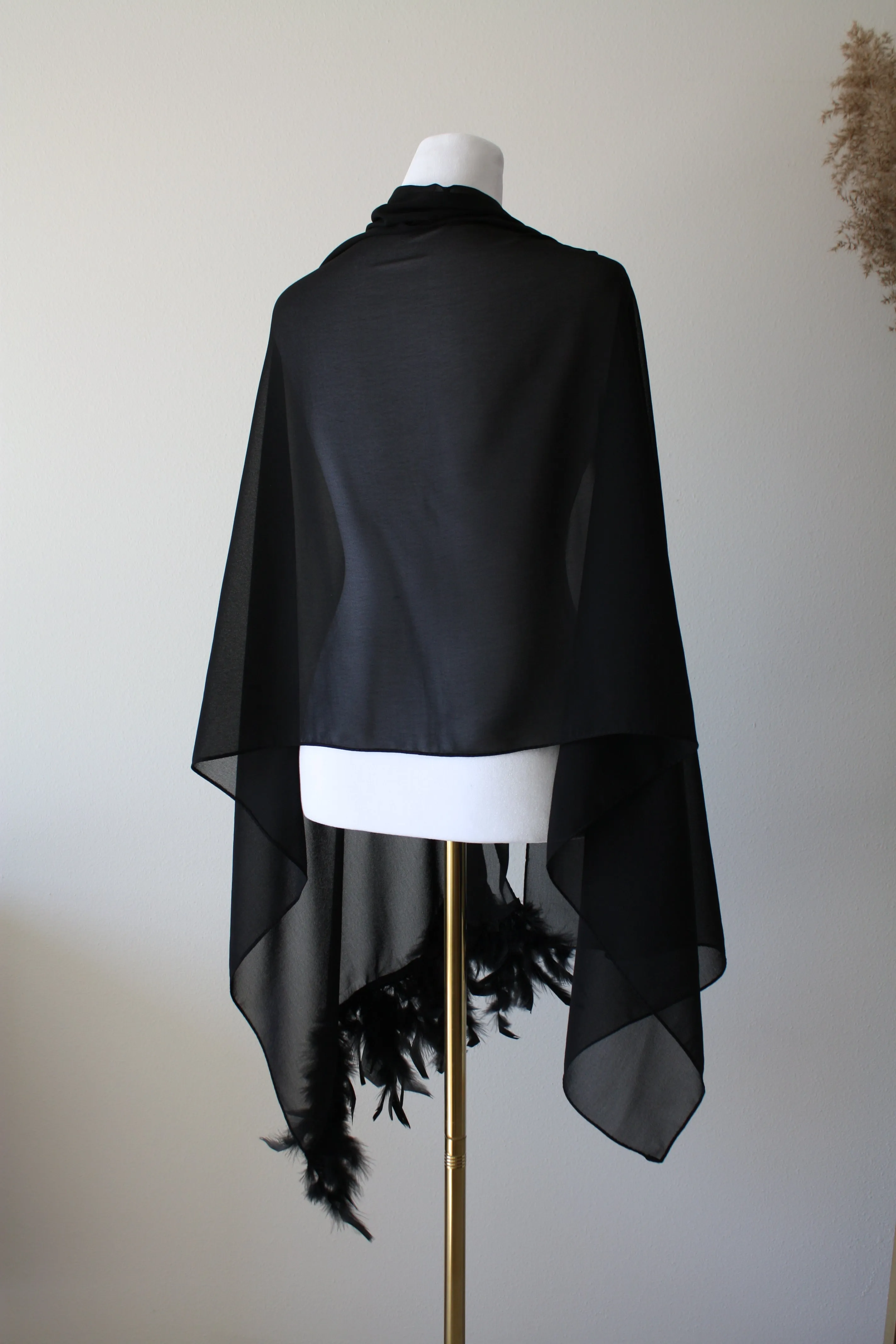 Black Stole with Feathers