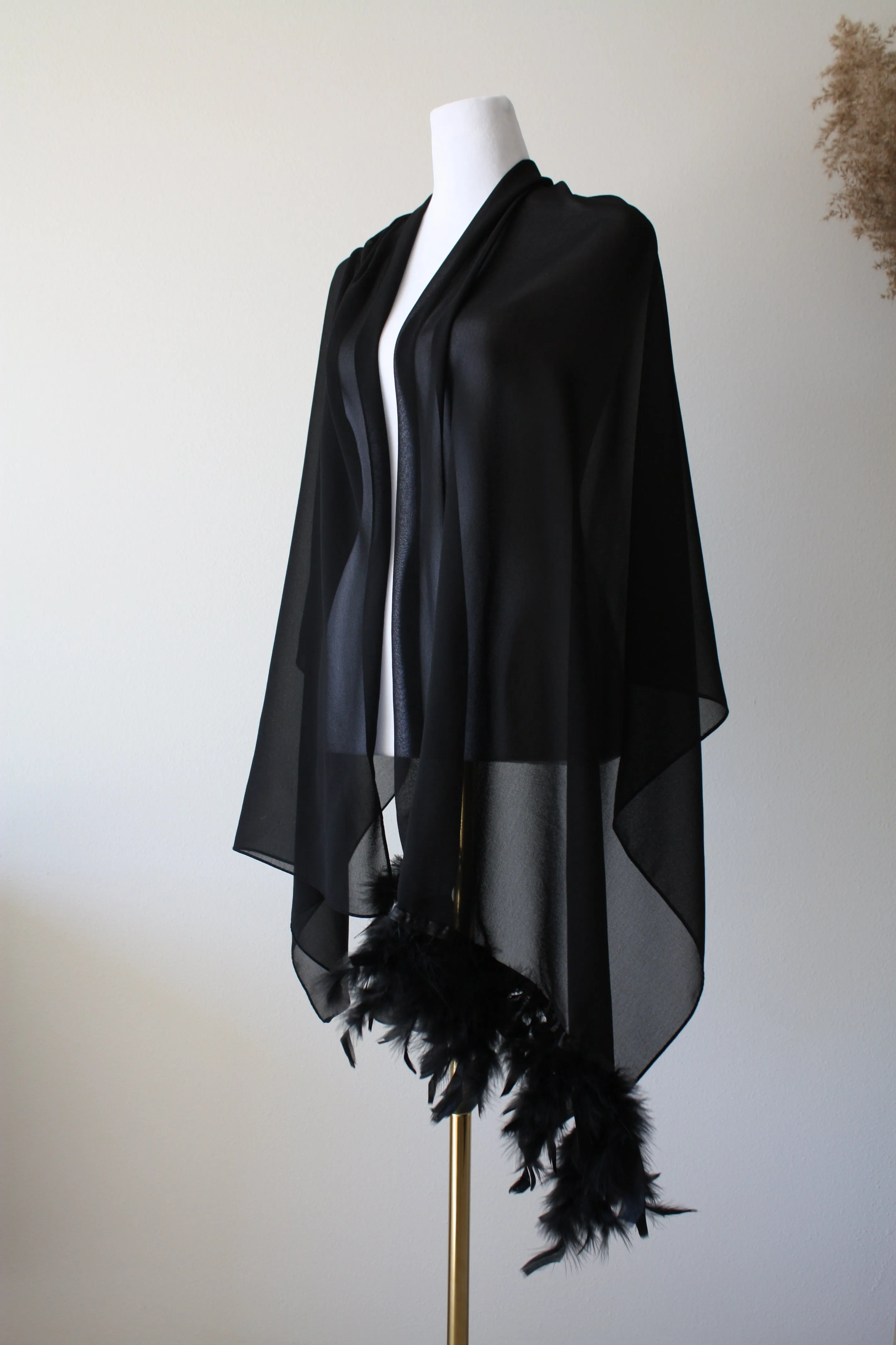 Black Stole with Feathers