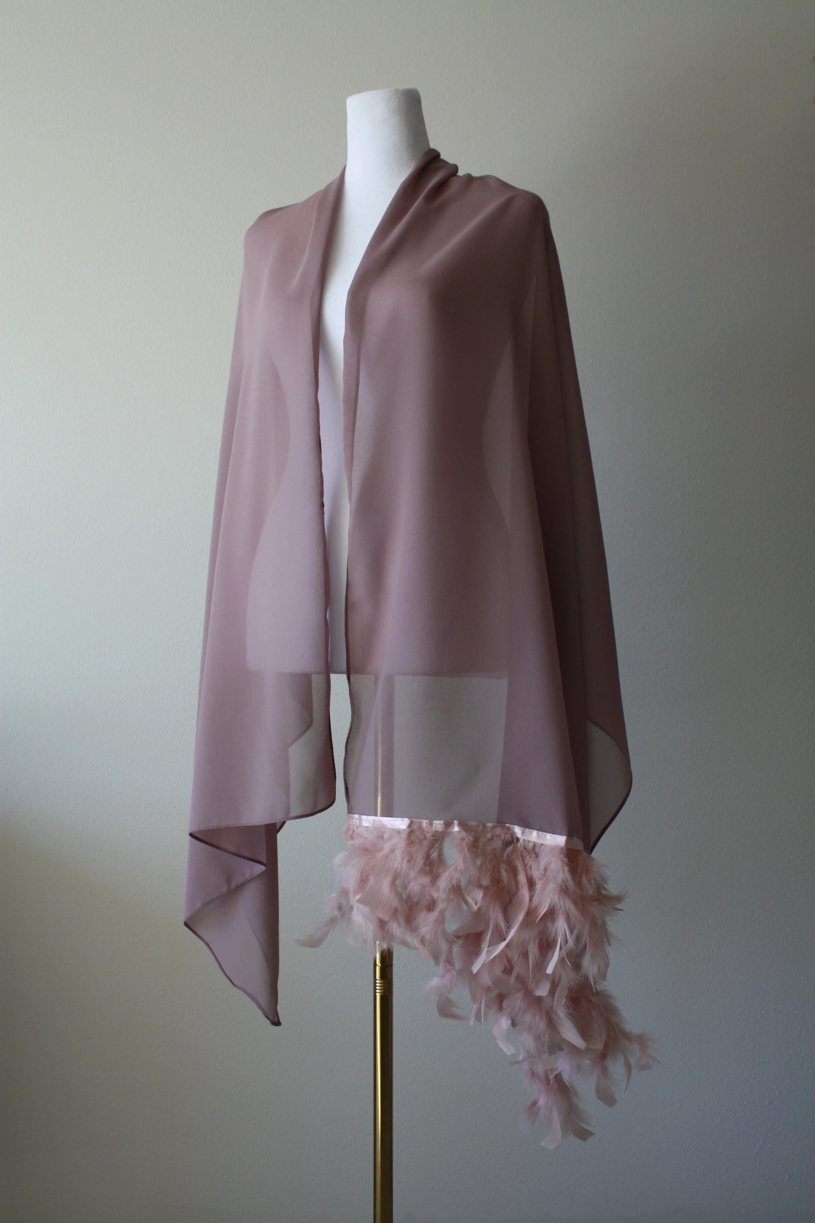 Black Stole with Feathers