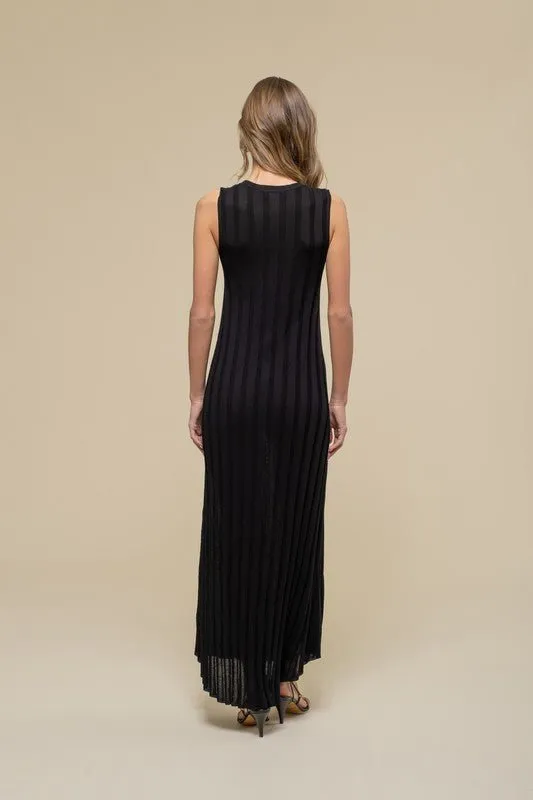 Black Sweater Knit Midi Dress