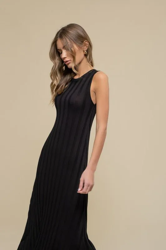 Black Sweater Knit Midi Dress