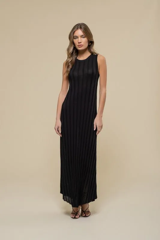 Black Sweater Knit Midi Dress