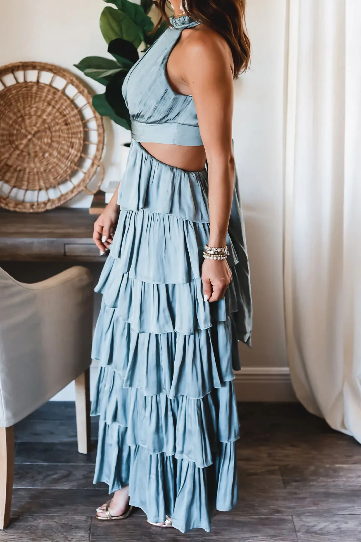 Blue Tiered Patchwork Summer Dress - Culture Heaven Special