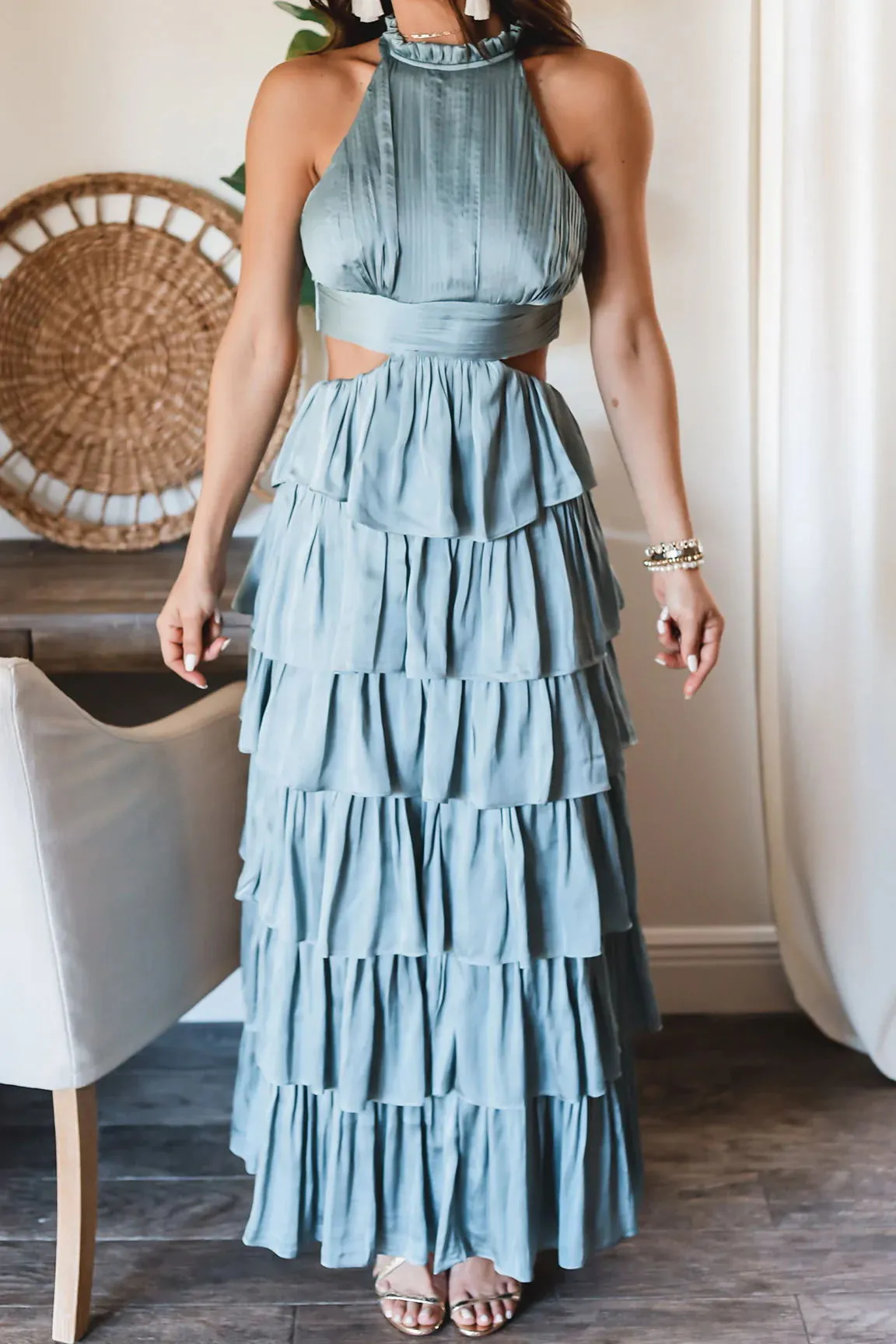 Blue Tiered Patchwork Summer Dress - Culture Heaven Special