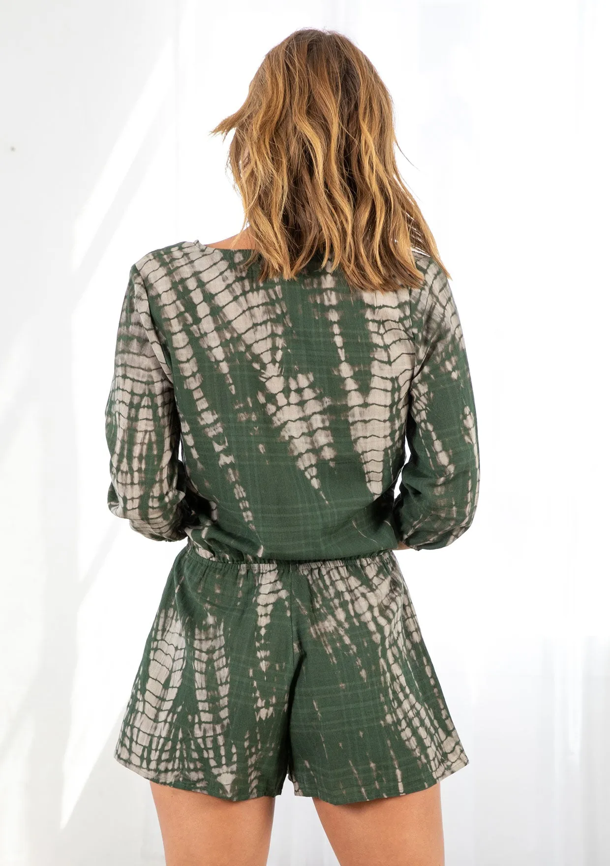 Bohemian Tie Dye Button Front Romper