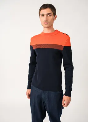 Bretagne sailor jumper - slim fit, in pure new wool (MARINE/BASKET)