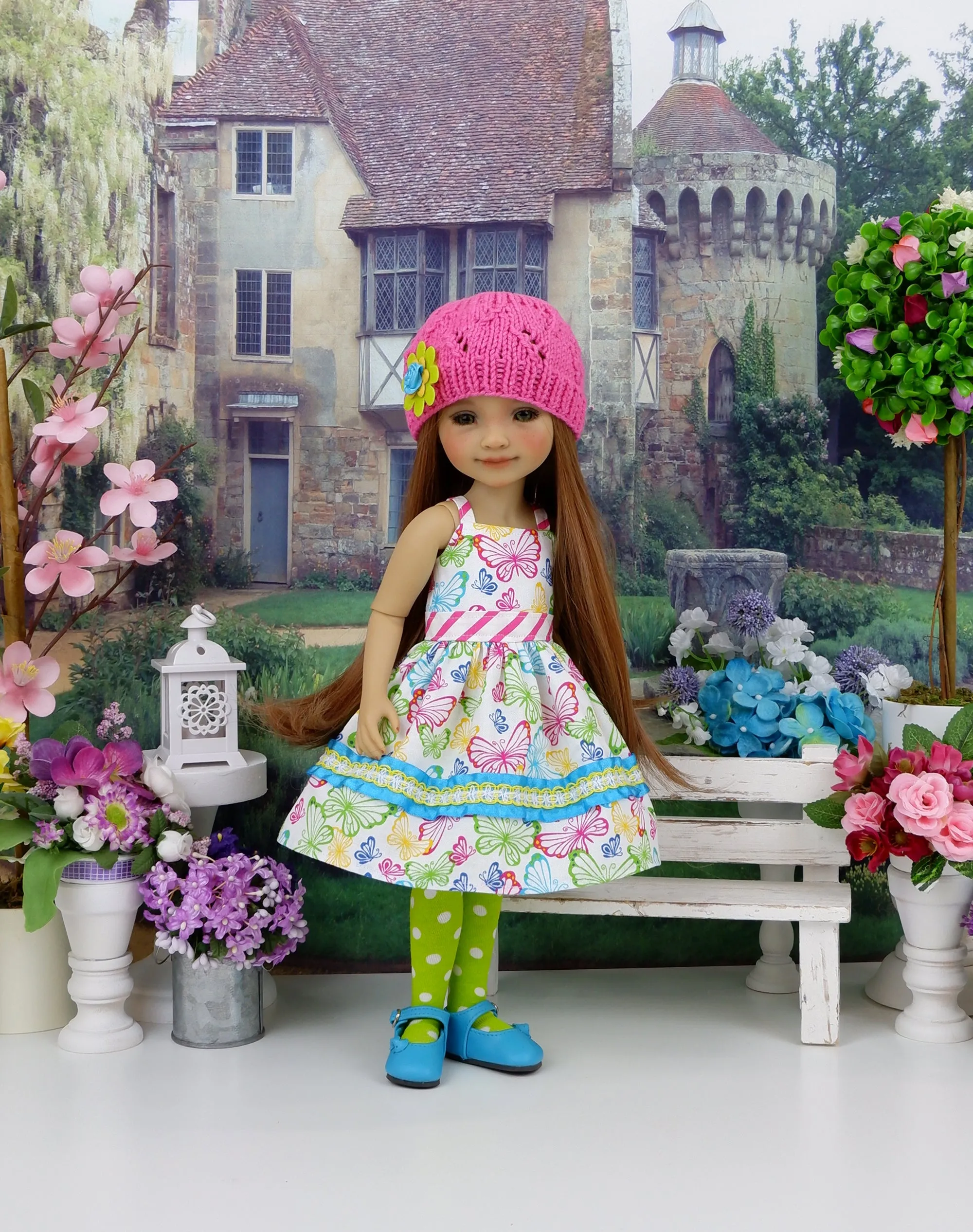 Bright Butterflies - dress and sweater set with shoes for Ruby Red Fashion Friends doll