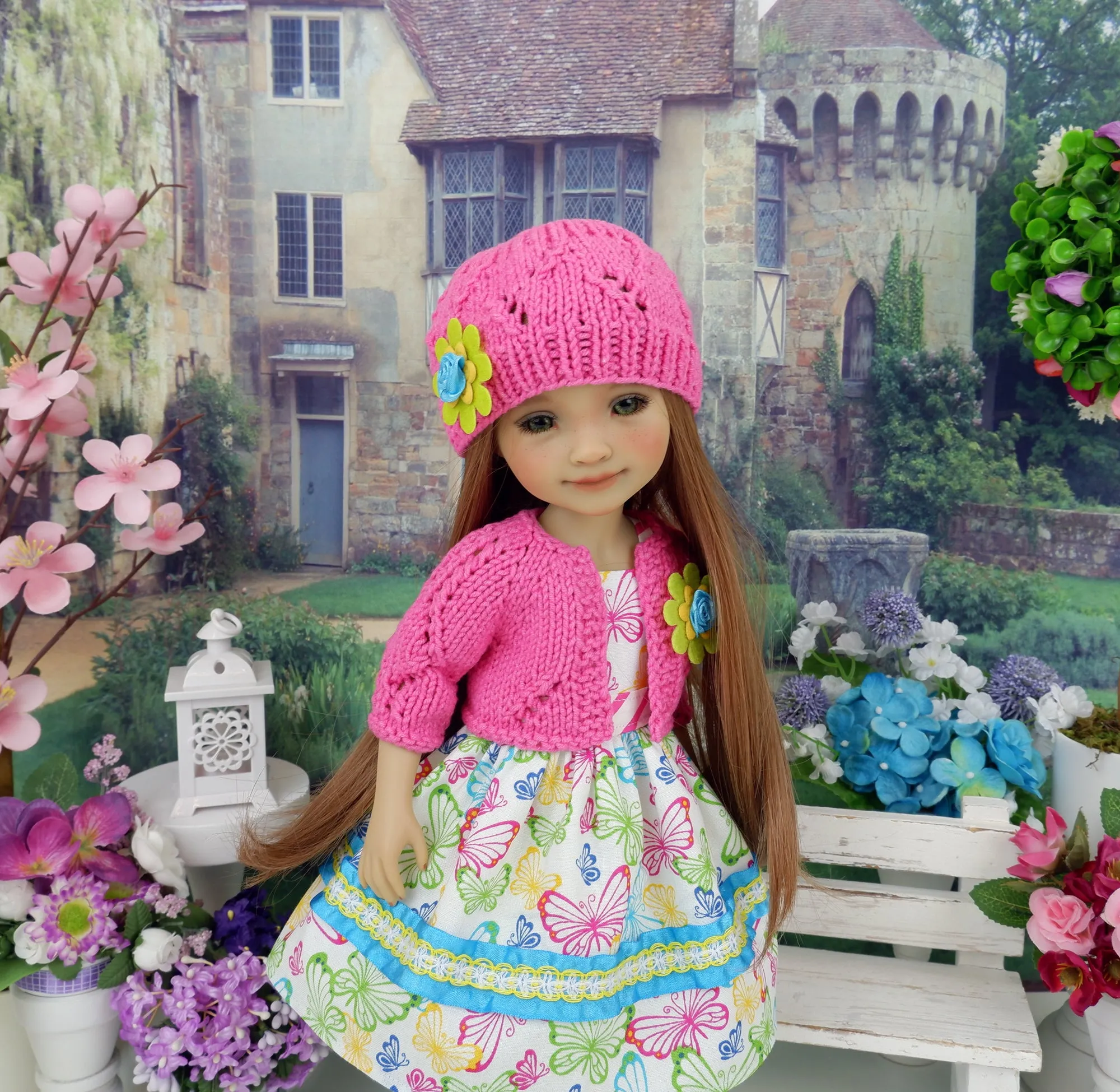 Bright Butterflies - dress and sweater set with shoes for Ruby Red Fashion Friends doll