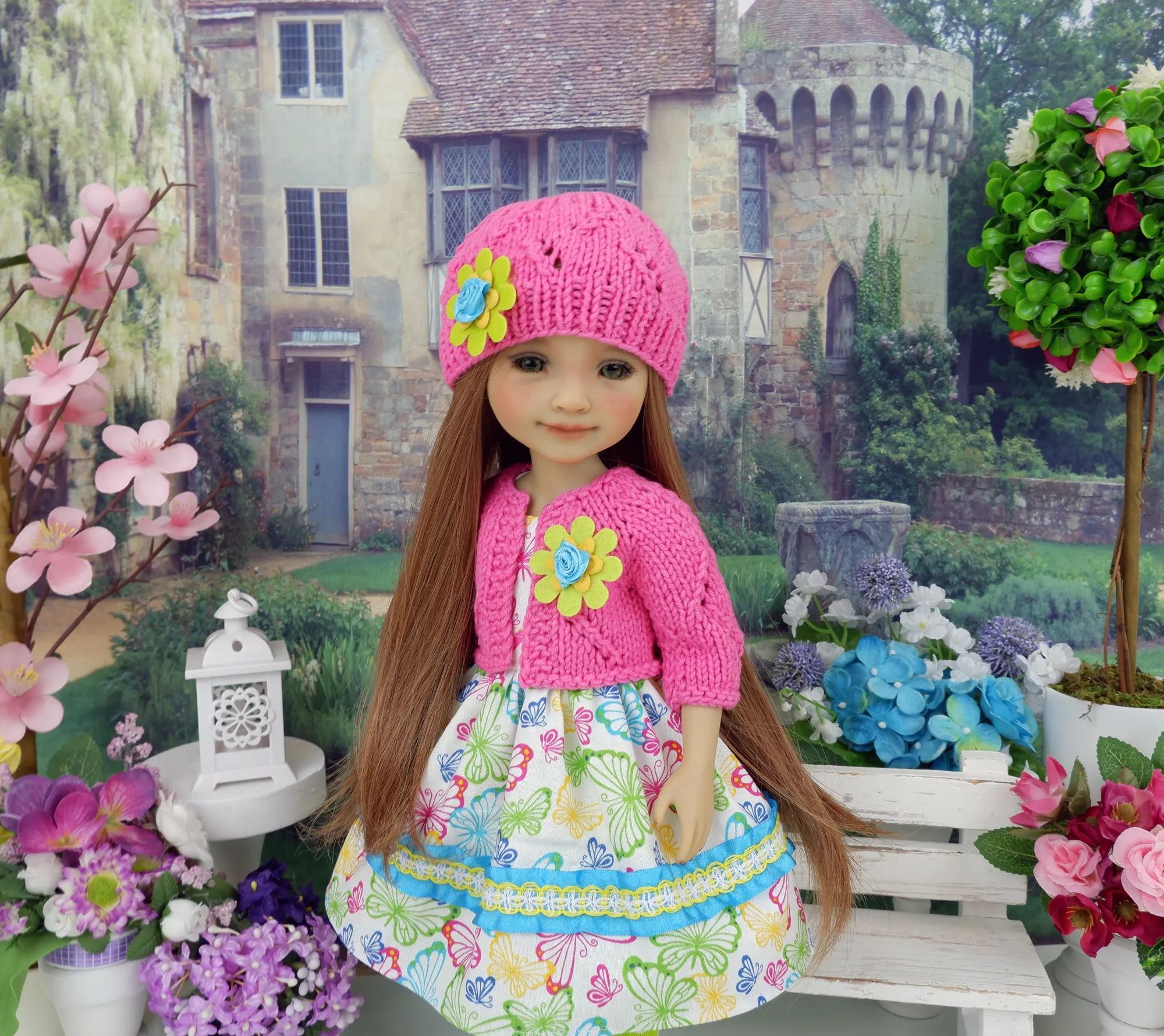 Bright Butterflies - dress and sweater set with shoes for Ruby Red Fashion Friends doll
