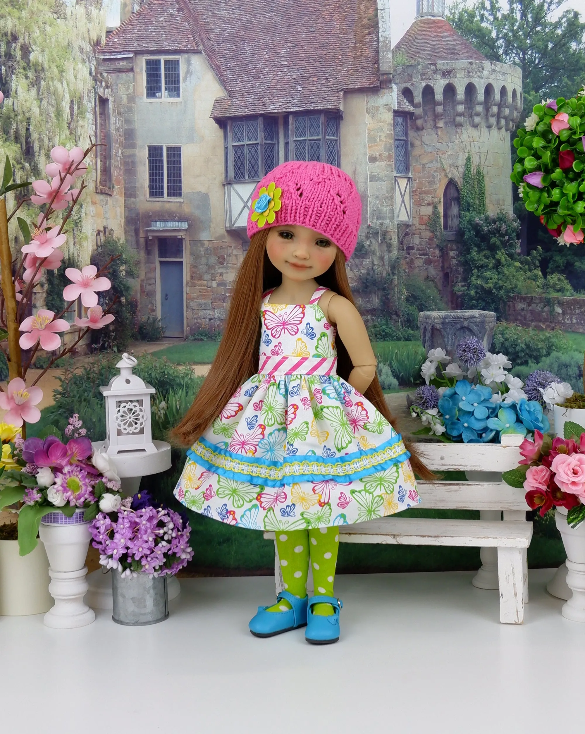 Bright Butterflies - dress and sweater set with shoes for Ruby Red Fashion Friends doll