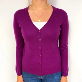 Bright Plum Purple Cashmere V-Neck Cardigan Small/Petite
