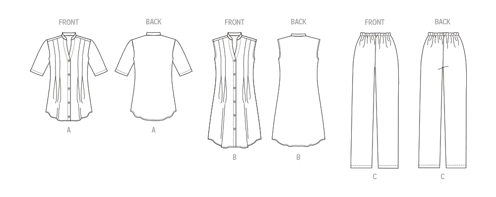 Butterick sewing pattern 6945 Knit Lounge Top, Dress and Pants