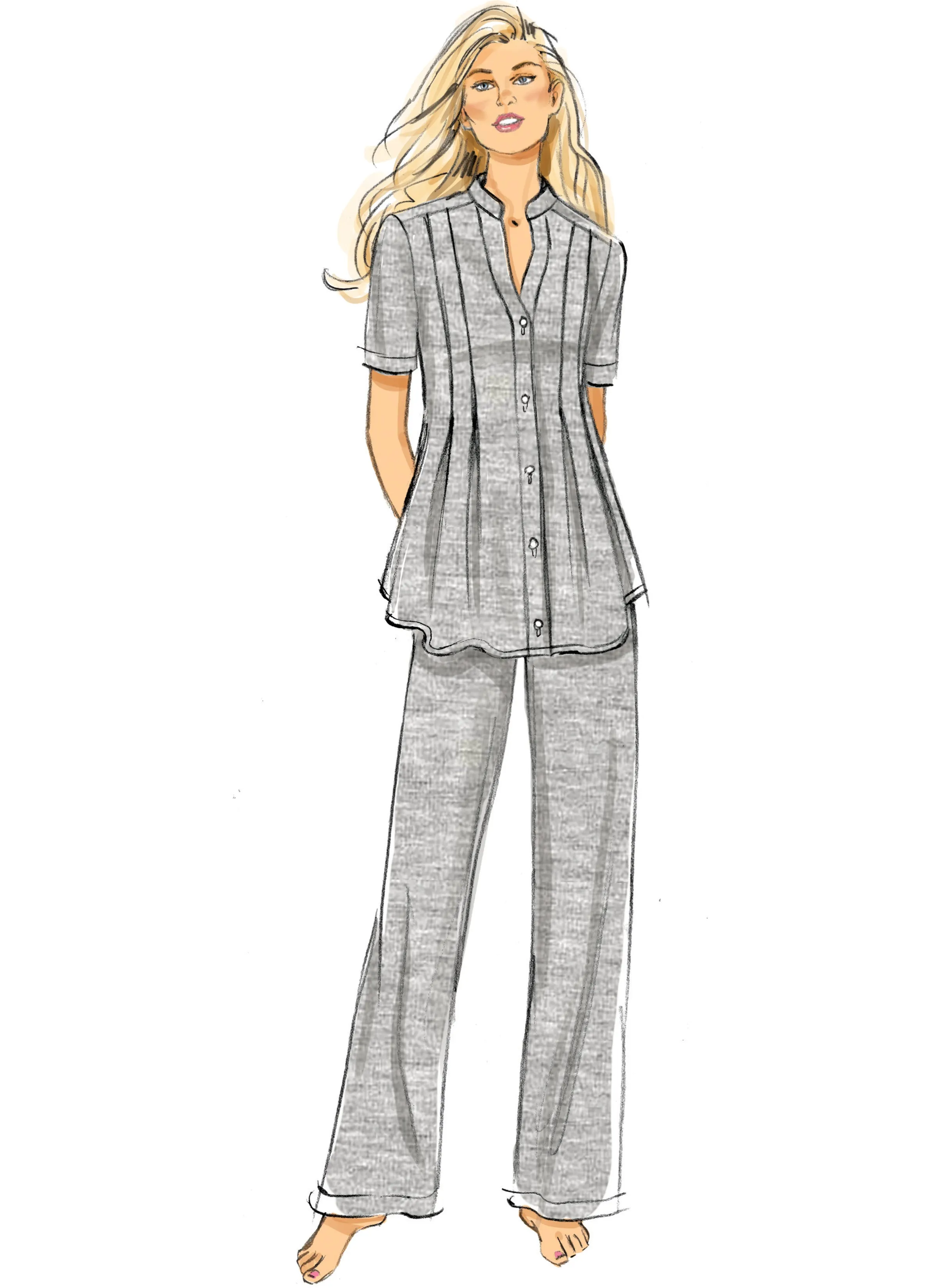 Butterick sewing pattern 6945 Knit Lounge Top, Dress and Pants