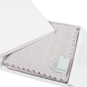 Cable Knit Cashmere Baby Shawl - Whisper Grey